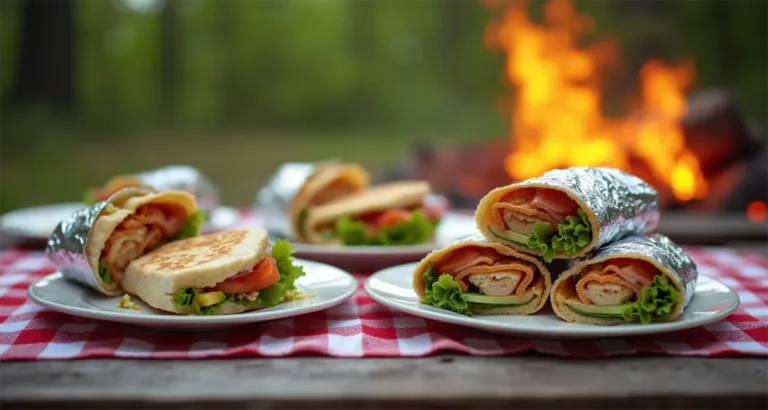 Delicious wraps and sandwiches for camping by a campfire