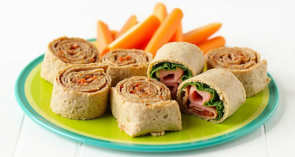 Kid-friendly camping wraps and sandwiches: PB&J roll-ups, ham and cheese pita pockets, and turkey and apple sandwiches