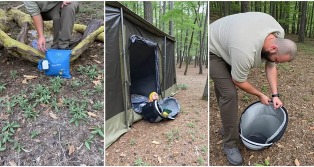 User-submitted photos of camping setups with reusable containers in use