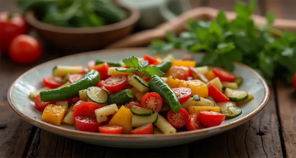 Vegetables being sautéed