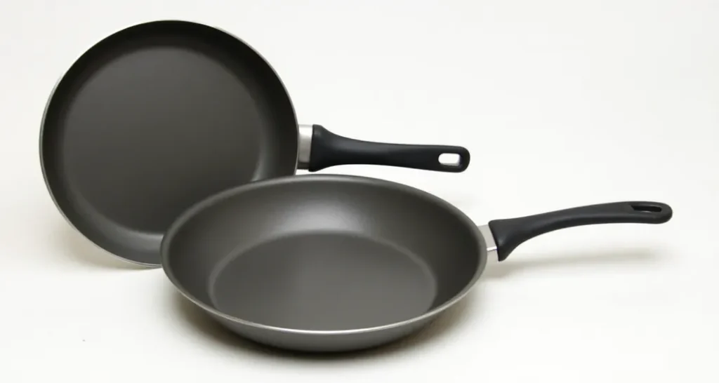 GSI Outdoors Pinnacle Fry Pan with a non-stick surface cooking a stir-fry meal outdoors.