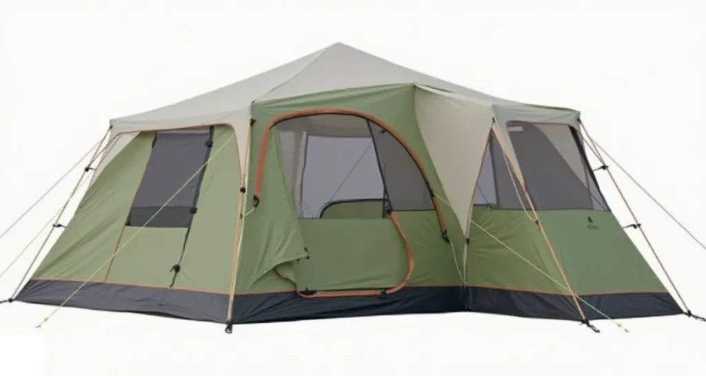 Tahoe Gear Prescott 12-Person Tent with lightweight design, built-in ventilation, and rainfly protection for easy setup.