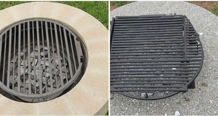 Comparison of clean and used fire pit cooking grates for effective maintenance.