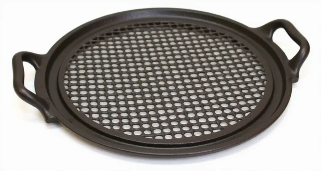 Round Cast Iron Grate with handles for easy transport and superior heat retention.