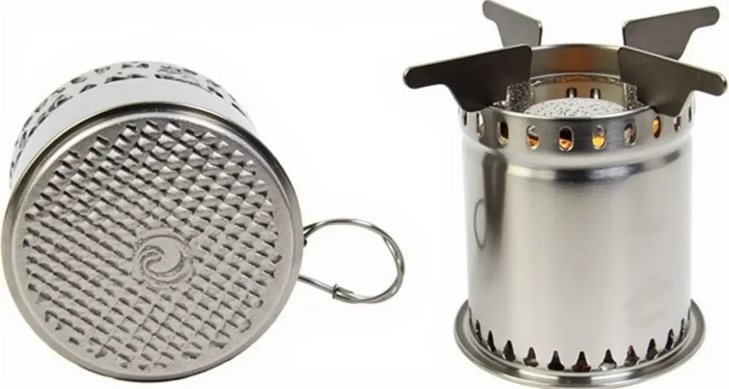 Ohuhu Camping Stove cooking a meal in a budget-friendly camping setup.