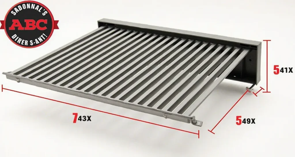 ABC Heavy-Duty Adjustable Grate with adjustable height feature for heat control.