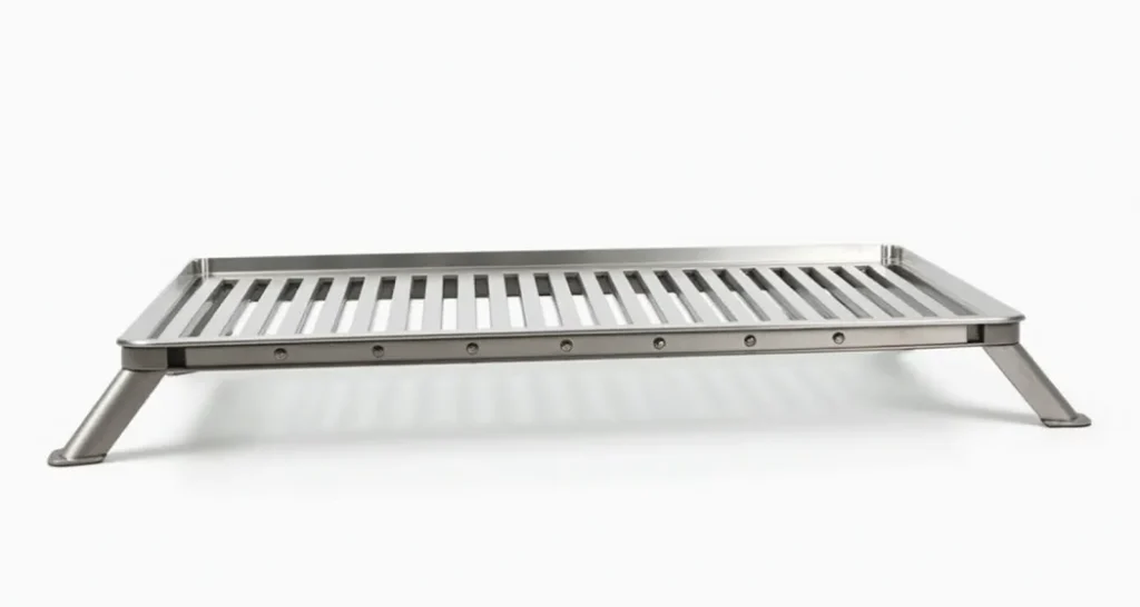 Premium Stainless Steel Grate with adjustable legs for stability on uneven surfaces.